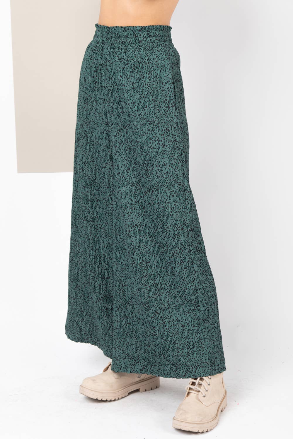 High Waist Crinkled Wide Leg Pants