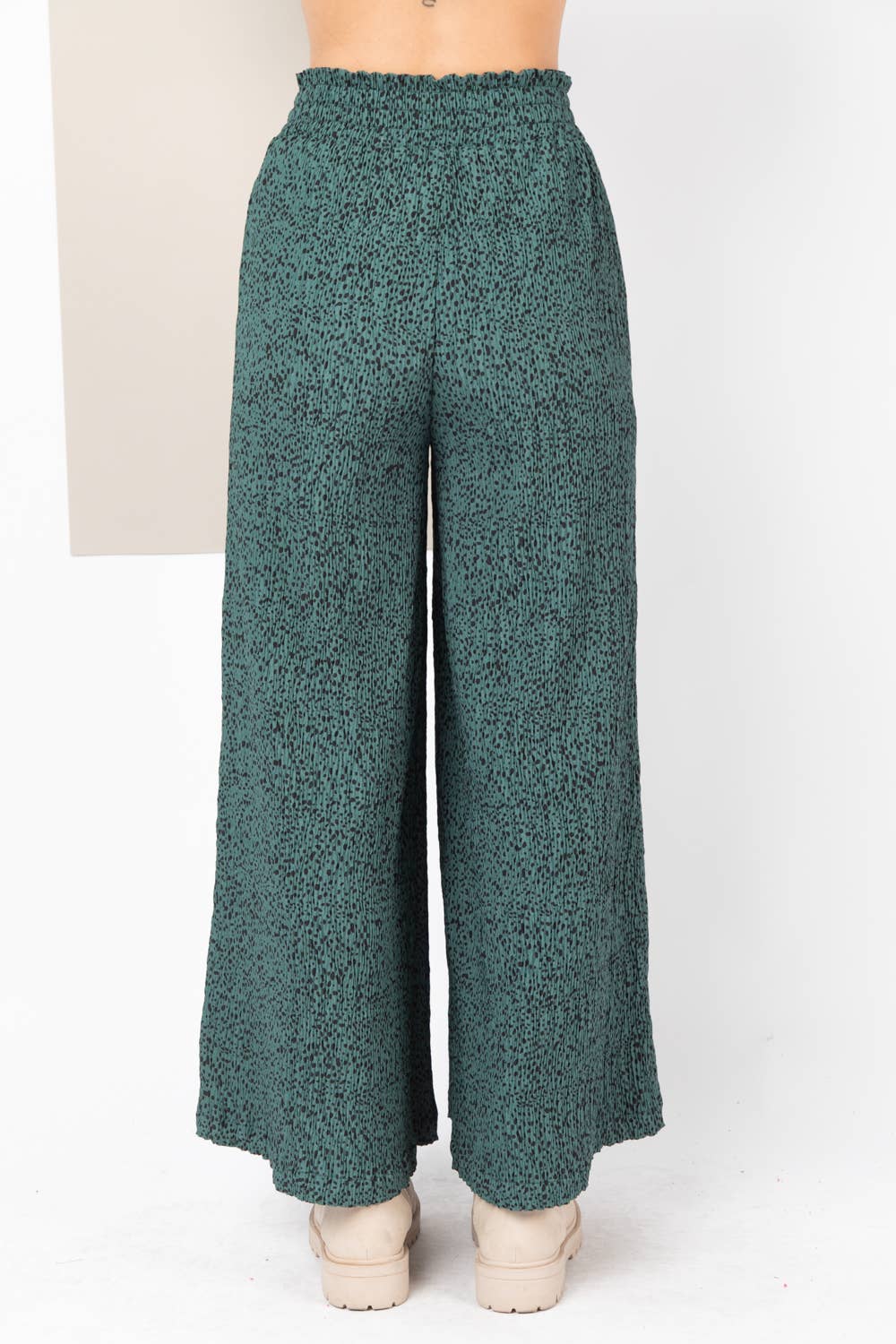 High Waist Crinkled Wide Leg Pants