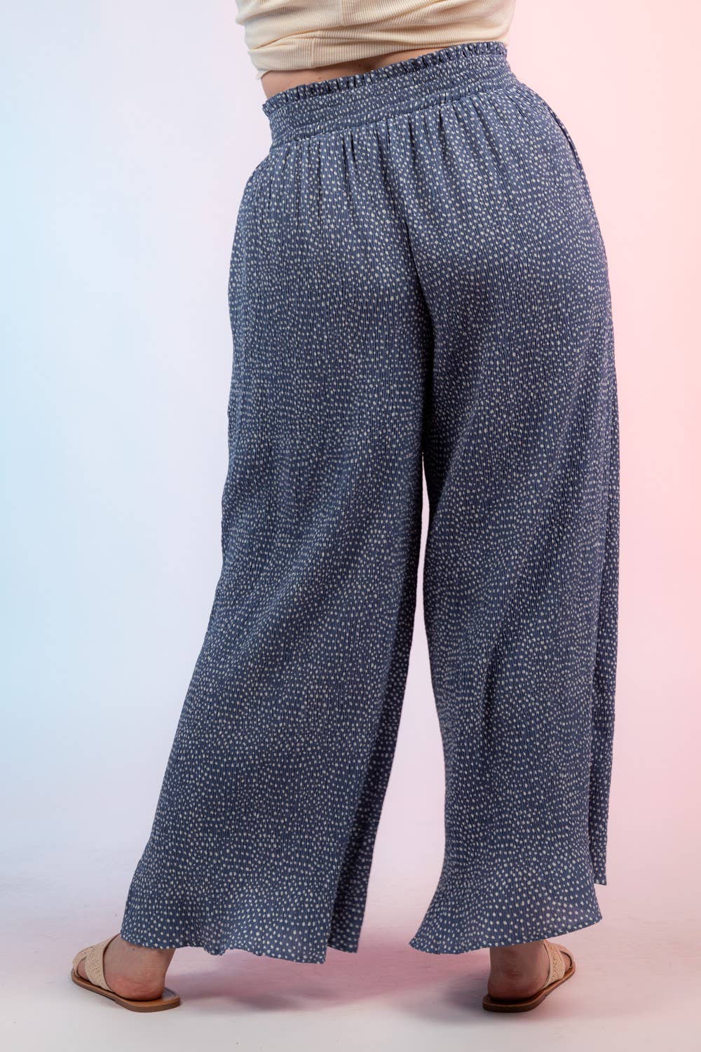 High Waist Crinkled Wide Leg Pants