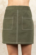 Contrast Color Stitch Mini Skirt
