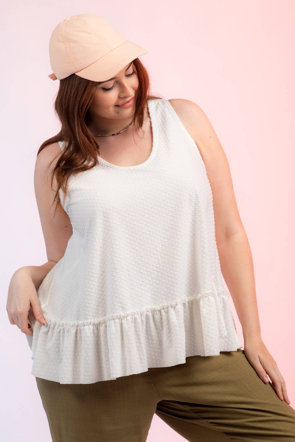 Dotted Swiss Ruffle Hem Top