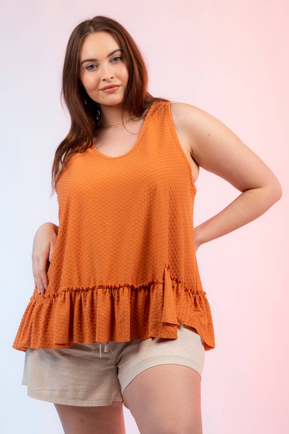 Dotted Swiss Ruffle Hem Top