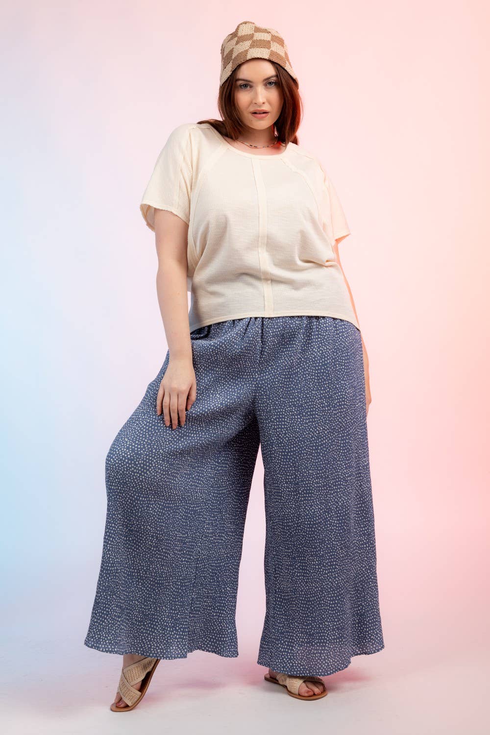 High Waist Crinkled Wide Leg Pants