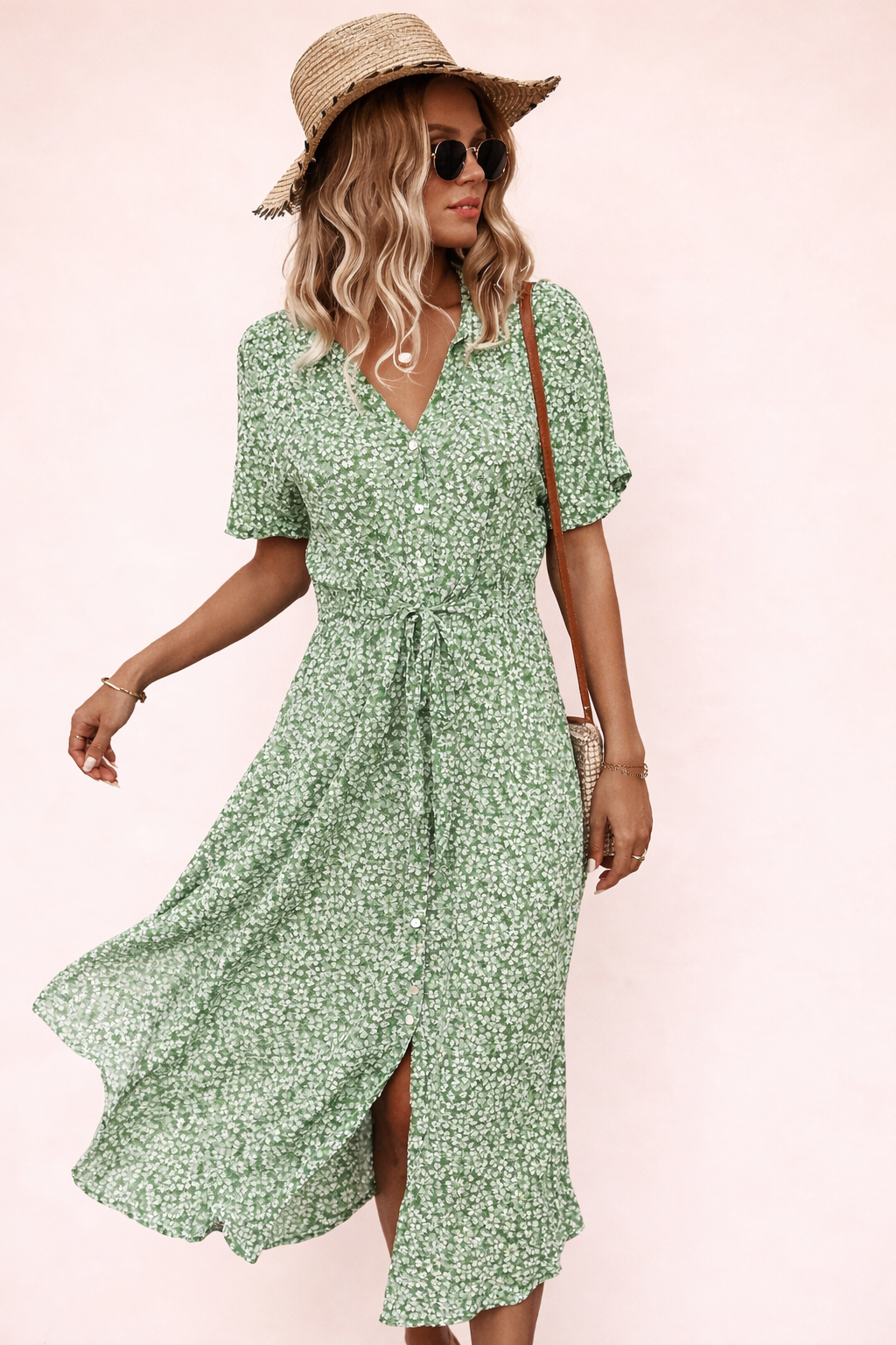 Flutter Sleeve Floral Wrap Dress