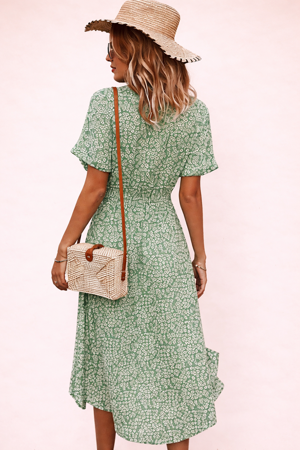 Flutter Sleeve Floral Wrap Dress
