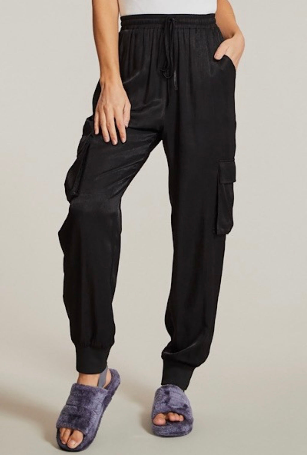 Luxe Satin Cargo Joggers