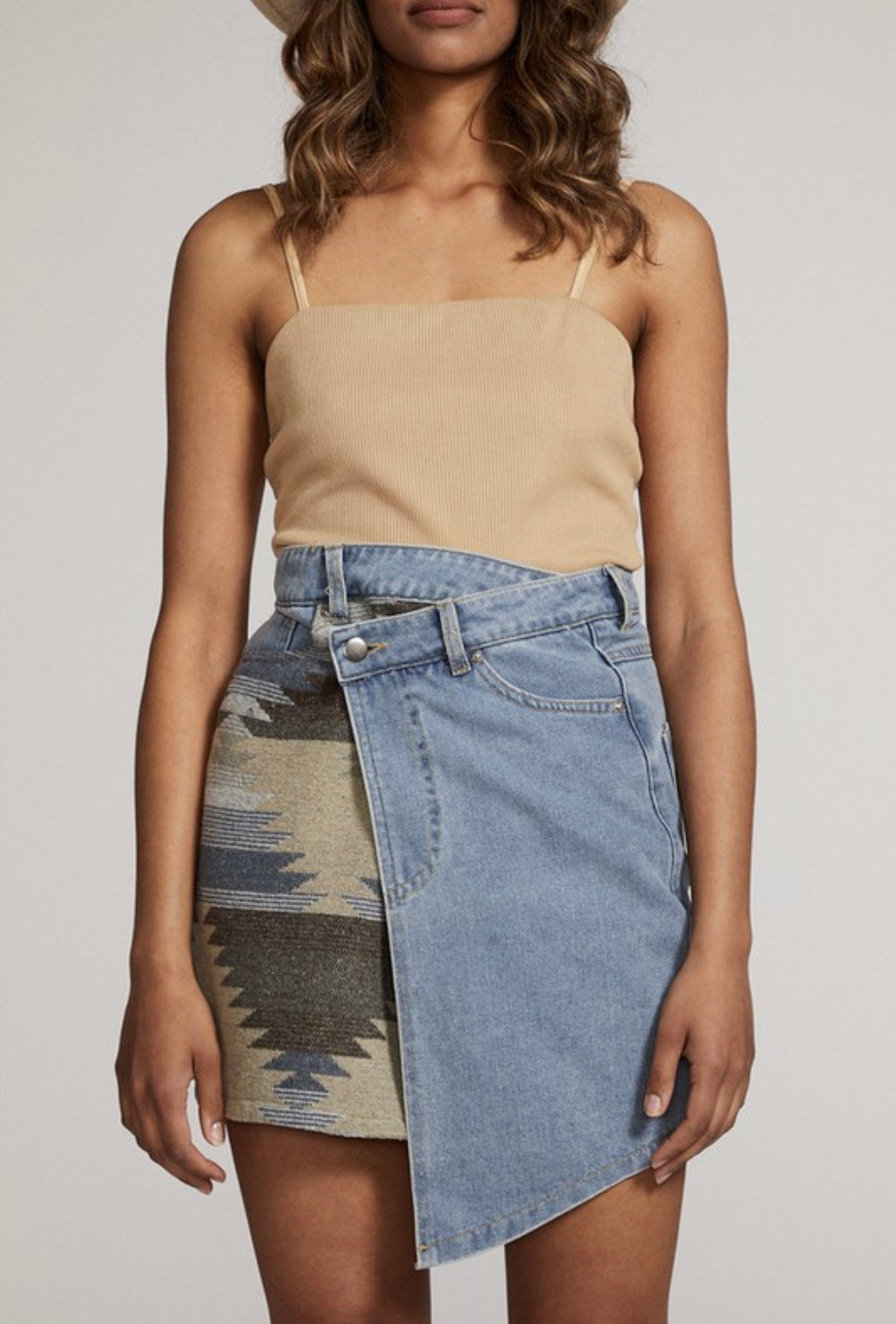 Desert Daze Aztec Denim Wrap Skirt