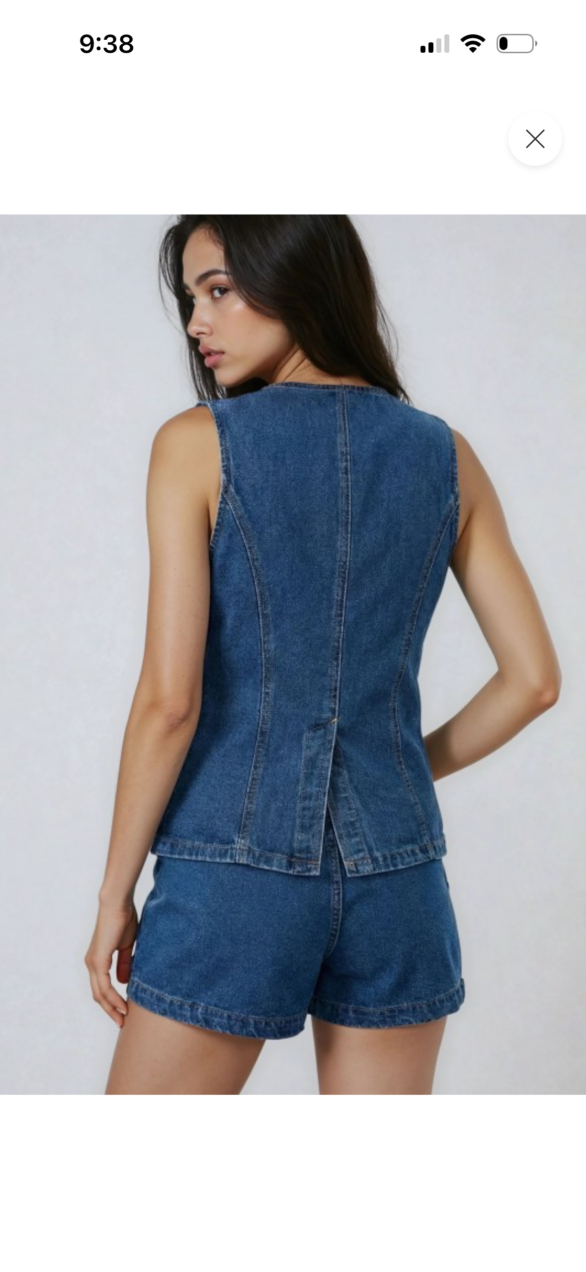 Two Piece Denim Shorts Set