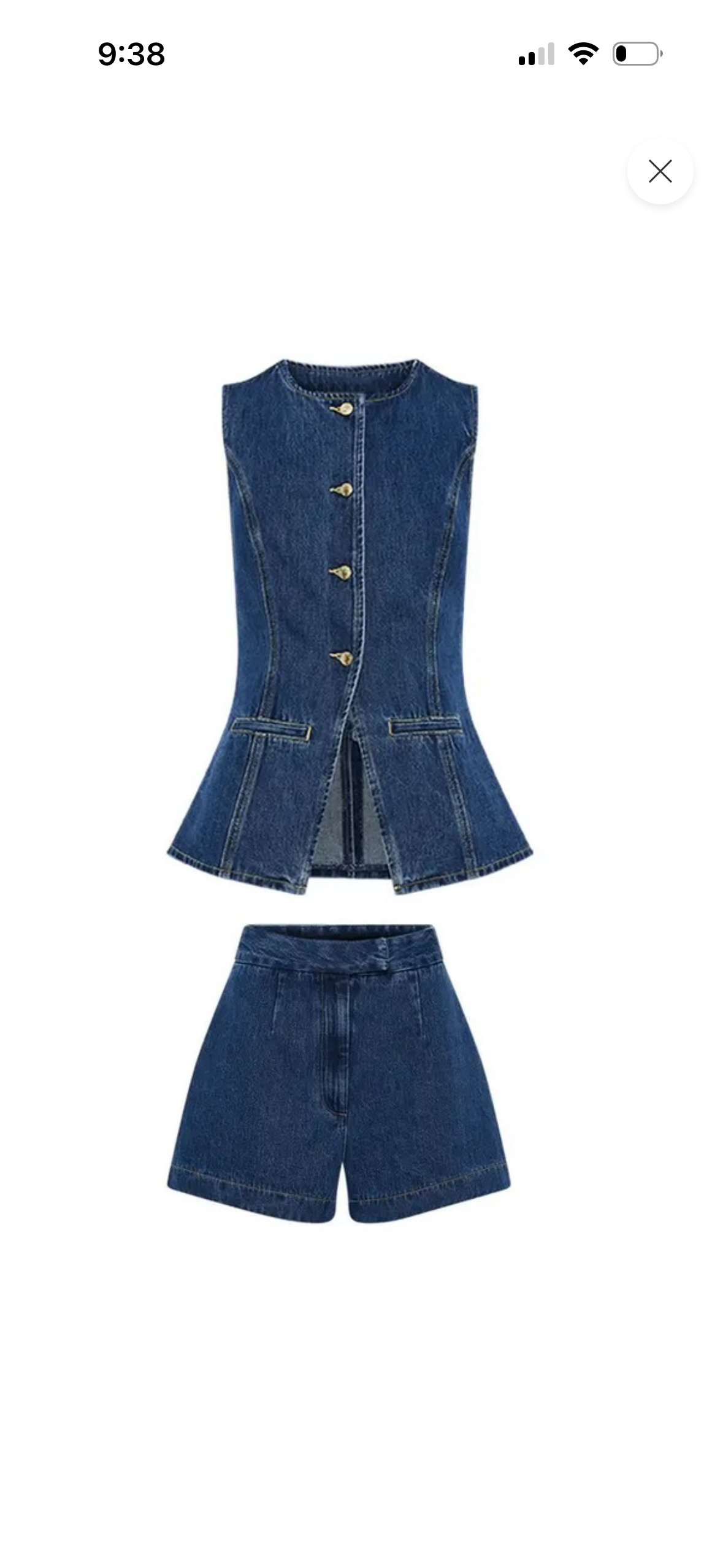 Two Piece Denim Shorts Set