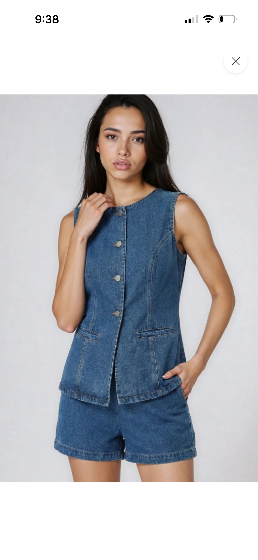Two Piece Denim Shorts Set