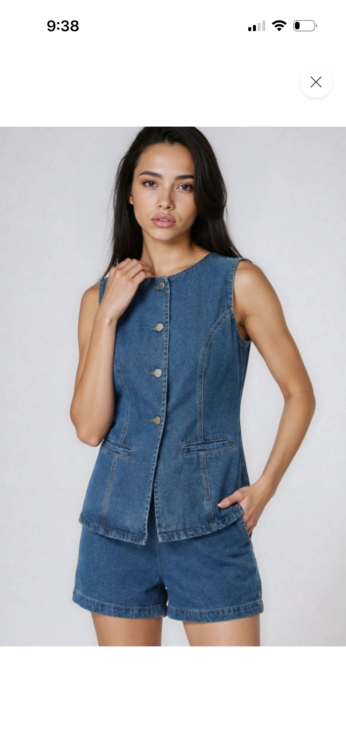 Two Piece Denim Shorts Set