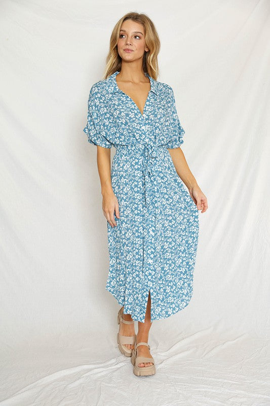 Flutter Sleeve Floral Wrap Dress