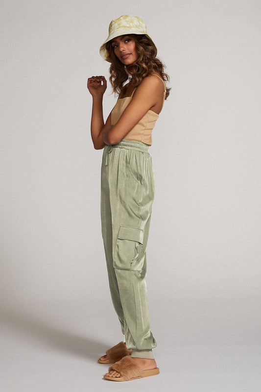 Luxe Satin Cargo Joggers