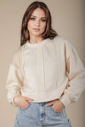 Cable Contrast Detail Knit Pullover