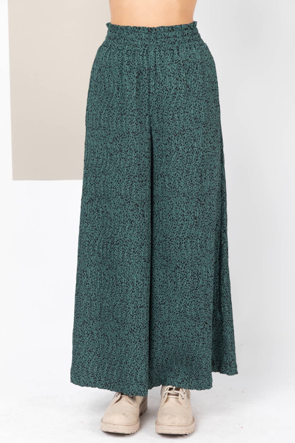 High Waist Crinkled Wide Leg Pants
