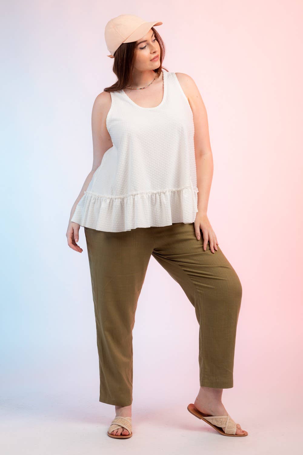Dotted Swiss Ruffle Hem Top